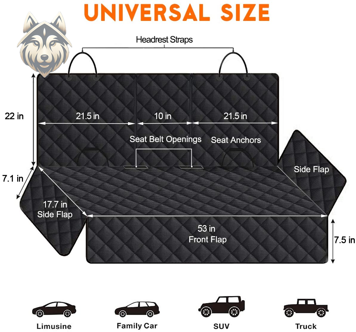 The Ride Clean™ Waterproof Dog Car Seat Cover from Koda &amp; Kompany – Non-Slip Rear Bench Protector with Adjustable Seat Belts, Universal Fit for Cars, SUVs & Trucks