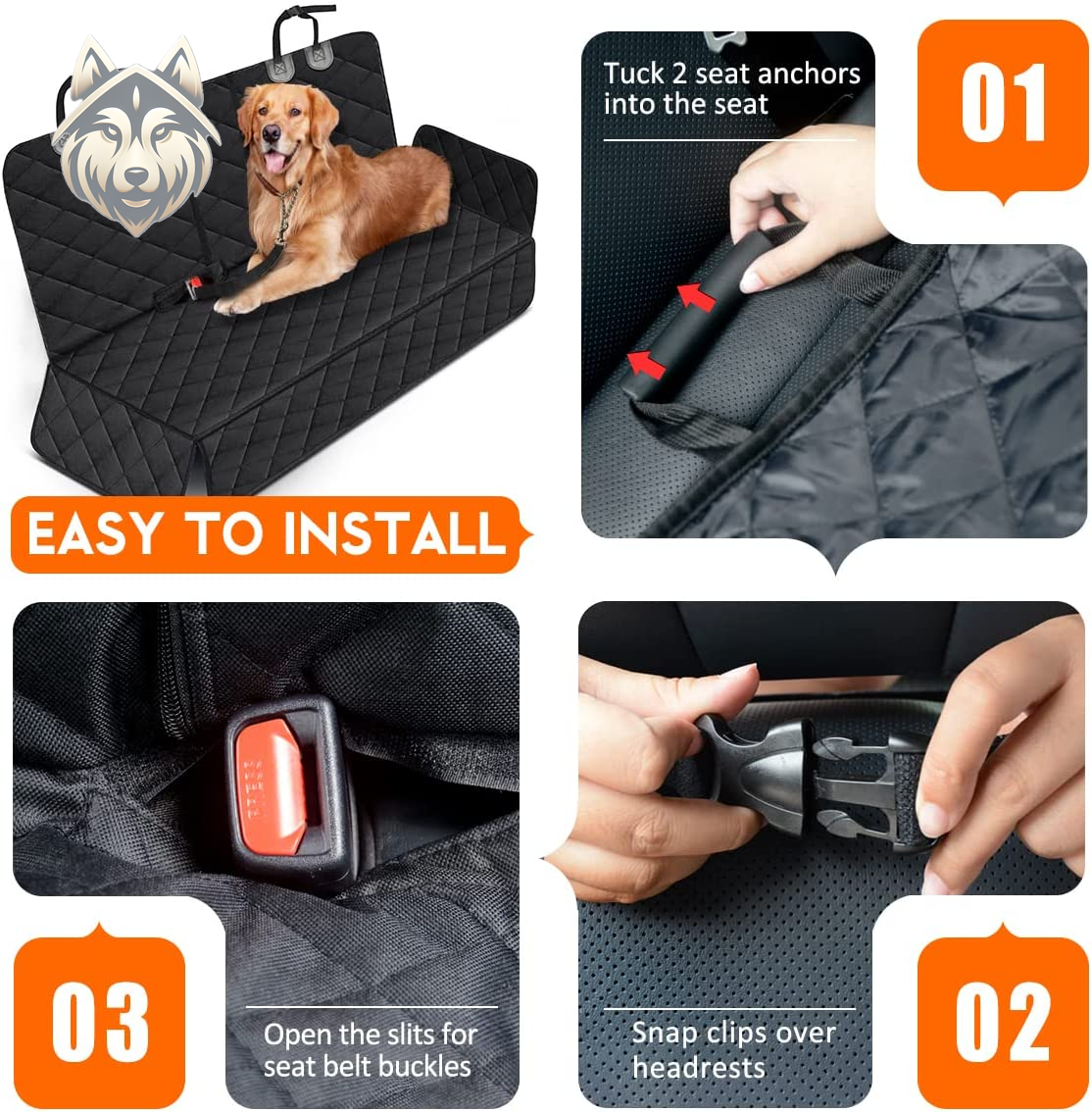 The Ride Clean™ Waterproof Dog Car Seat Cover from Koda &amp; Kompany – Non-Slip Rear Bench Protector with Adjustable Seat Belts, Universal Fit for Cars, SUVs & Trucks