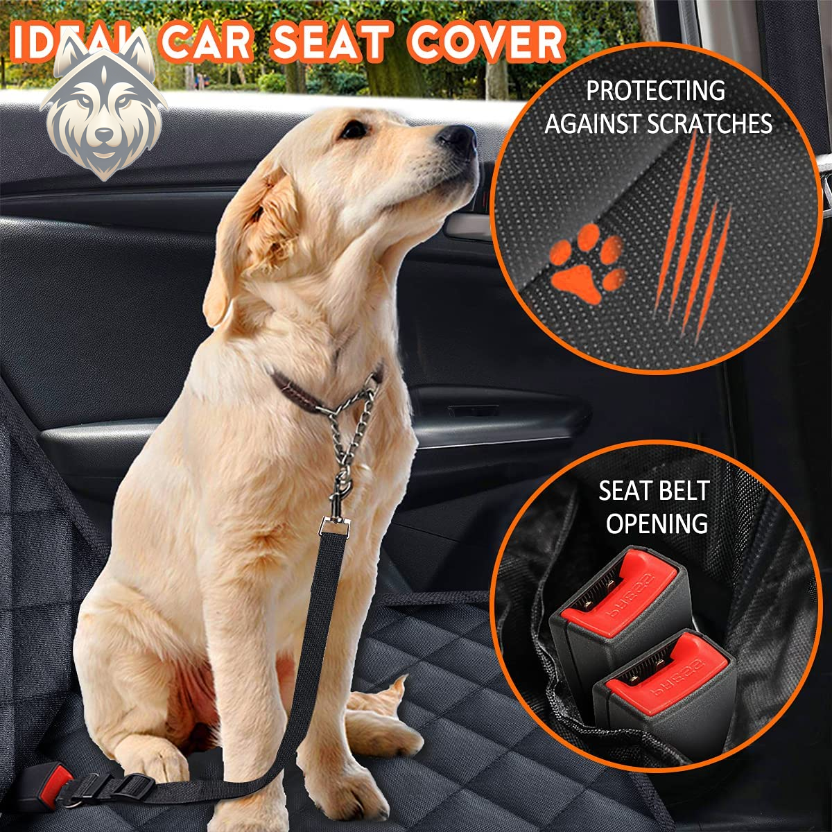 The Ride Clean™ Waterproof Dog Car Seat Cover from Koda &amp; Kompany – Non-Slip Rear Bench Protector with Adjustable Seat Belts, Universal Fit for Cars, SUVs & Trucks